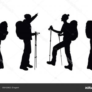 300x300 Photostock Vector Hiker Silhouettes On The White Background