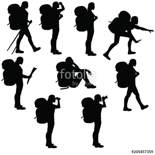500x500 Set Of Isolated Hiker Girls Silhouettes Stock Image And Royalty