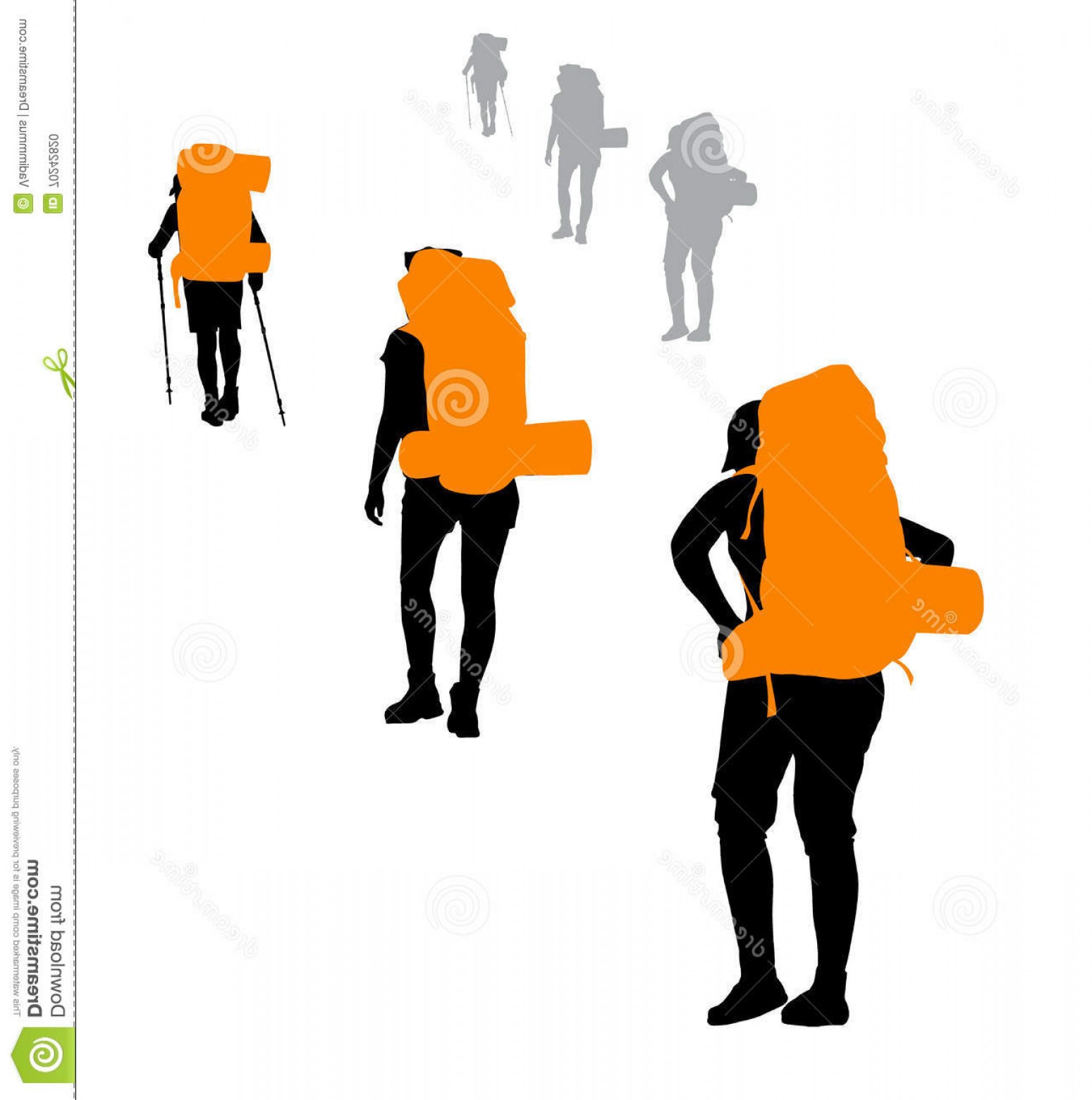 1549x1560 Stock Illustration Vector Backpacker Group Backpackers Hiking
