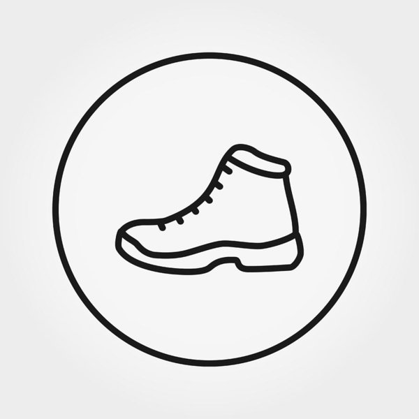 600x600 Hiking Boots Universal Icon Vector Editable Thin Line Art Print