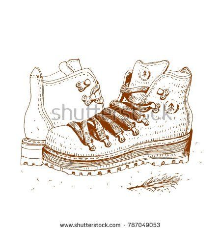 450x470 Hiking Boots, Vector Illustration My Sketches In Hiking
