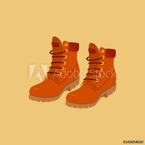 500x500 Mustard Hiking Boots Vector Isolated Object