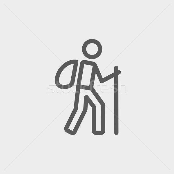 600x600 Hiking Exercise Thin Line Icon Vector Illustration Andrei