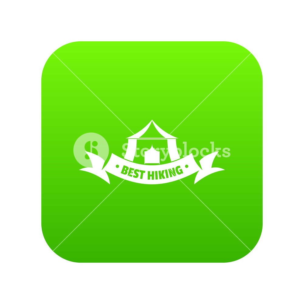 1000x1000 Best Hiking Icon Green Vector Isolated On White Background Royalty