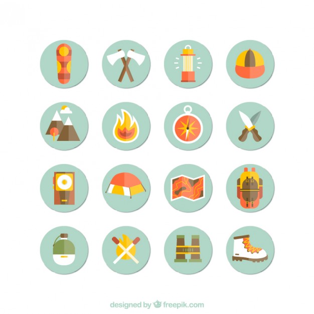 626x626 Camping And Hiking Icons Vector Free Download