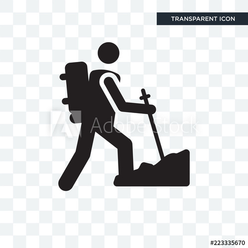 500x500 Hiking Vector Icon Isolated On Transparent Background, Hiking Logo