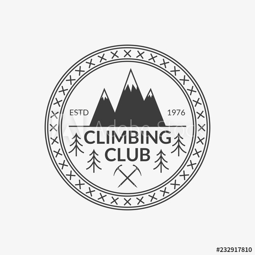 500x500 Mountain Badge Rock Climbing Club Emblem Camping And Hiking Logo