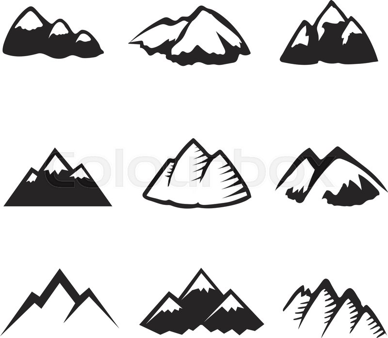 800x698 Mountains Icons Isolated On White Stock Vector Colourbox