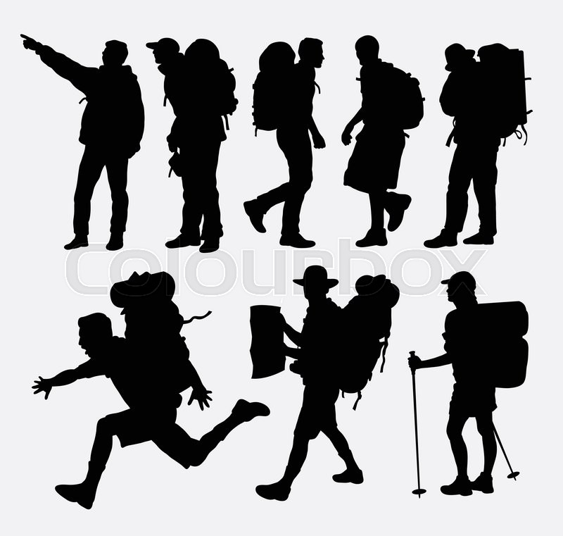 800x761 People Hiking Silhouettes Good Use Stock Vector Colourbox