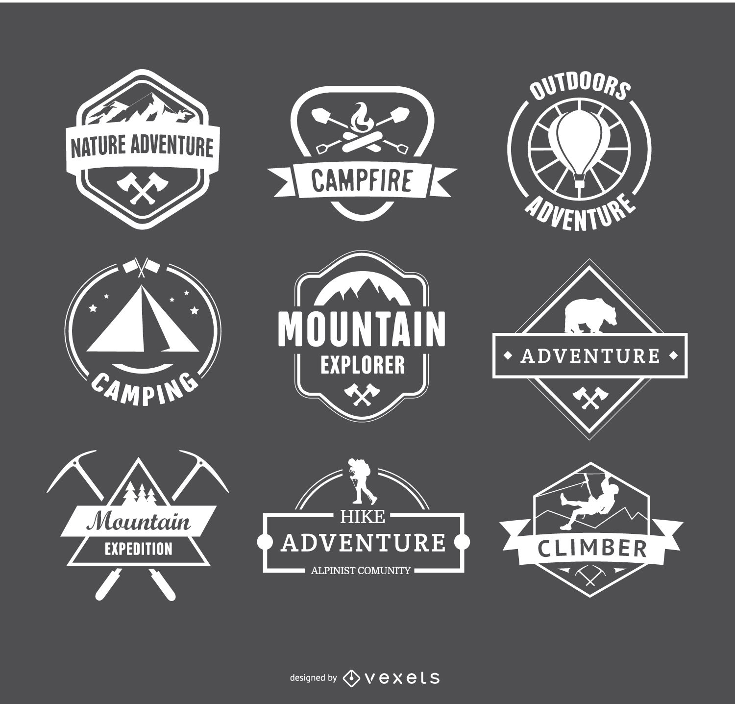 1500x1436 Retro Vintage Hiking And Camping Label Badges