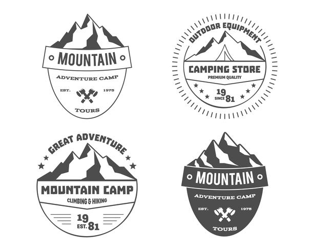 613x490 Set Of Monochrome Outdoor Adventure And Mountain, Hiking Badge