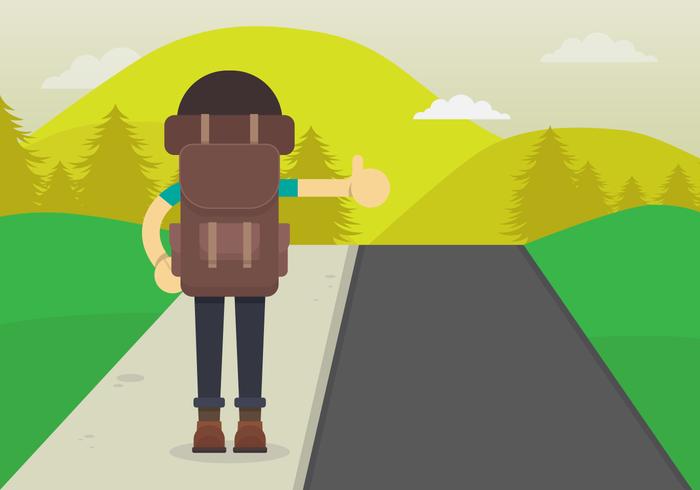 Hitch Hiker Illustration Young Man Character For Hitch Hiking 700x490 Hitch Hiker Illustration Young Man Character For Hitch Hiking