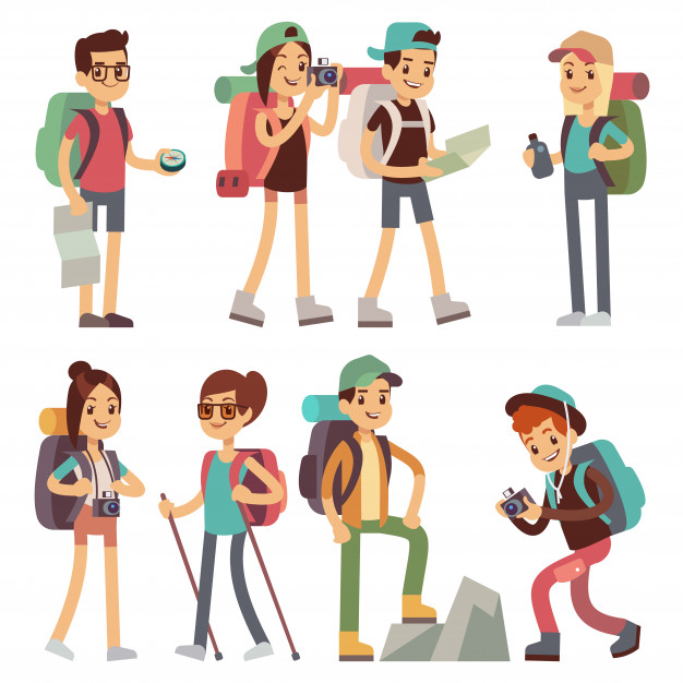 Tourists People Characters For Hiking And Trekking, Holiday Travel 626x626 Tourists People Characters For Hiking And Trekking, Holiday Travel
