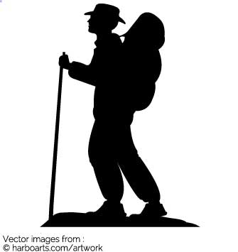 Download Man Hiking With Pole Silhouette 335x355 Download Man Hiking With Pole Silhouette