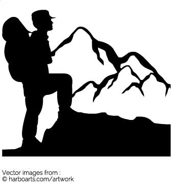 Download Man Trekking Silhouette 335x355 Download Man Trekking Silhouette