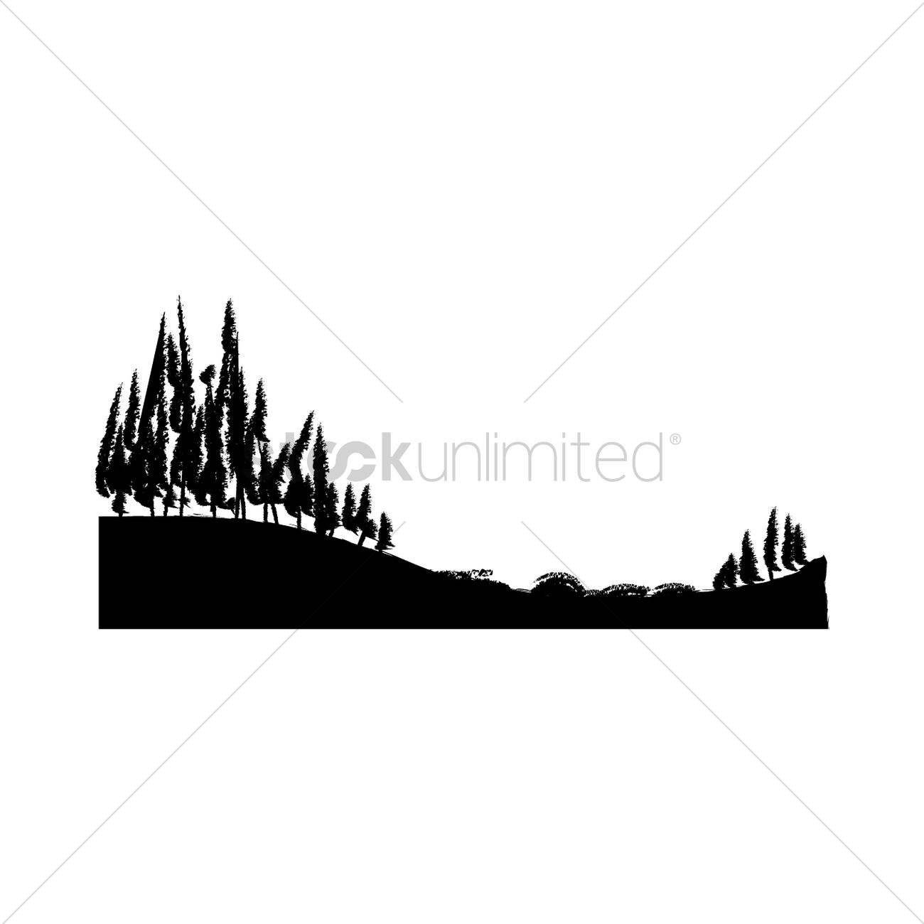 Silhouette Of Trees On A Hill Vector Image 1300x1300 Silhouette Of Trees On A Hill Vector Image