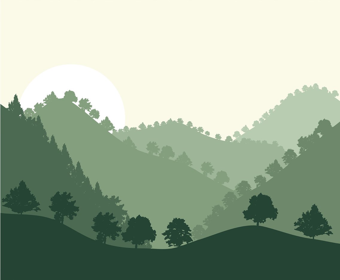 1136x936 Rolling Hills Forest Background Vector Vector Art Graphics