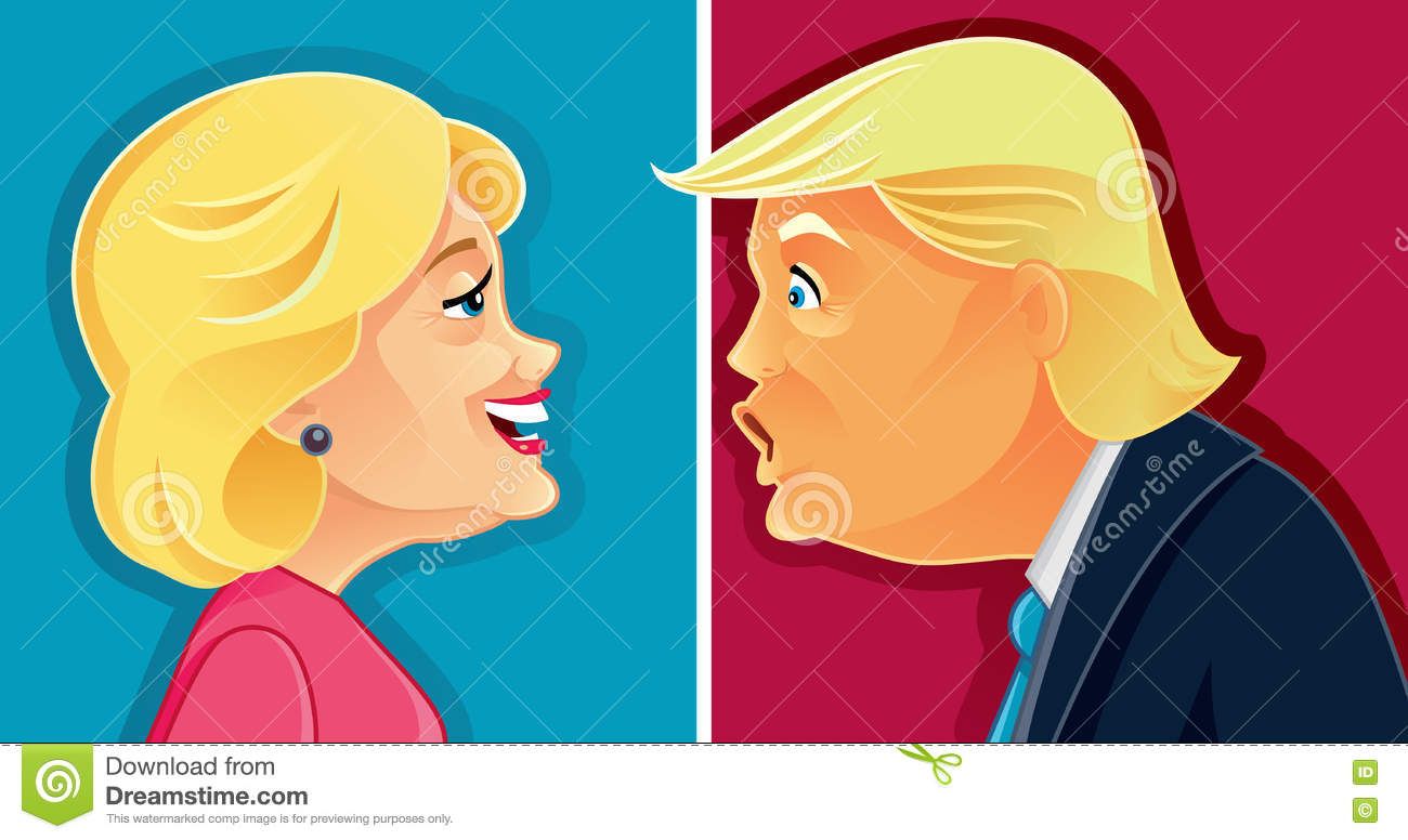 1300x776 Download Caricature Hillary Clinton Donald Trump Vector