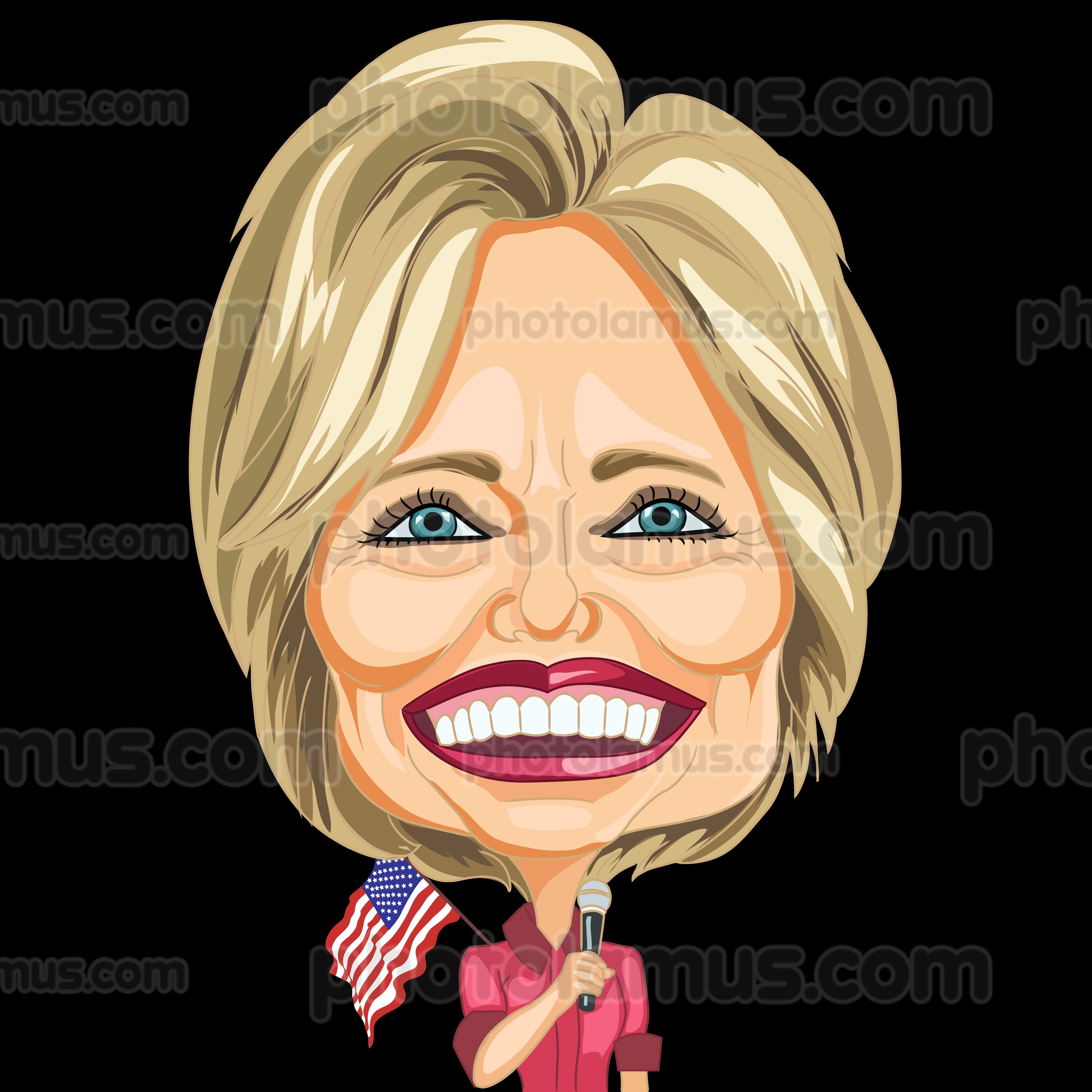 4000x4000 Hillary Clinton, Colored Digital Vector Caricature Celebrity