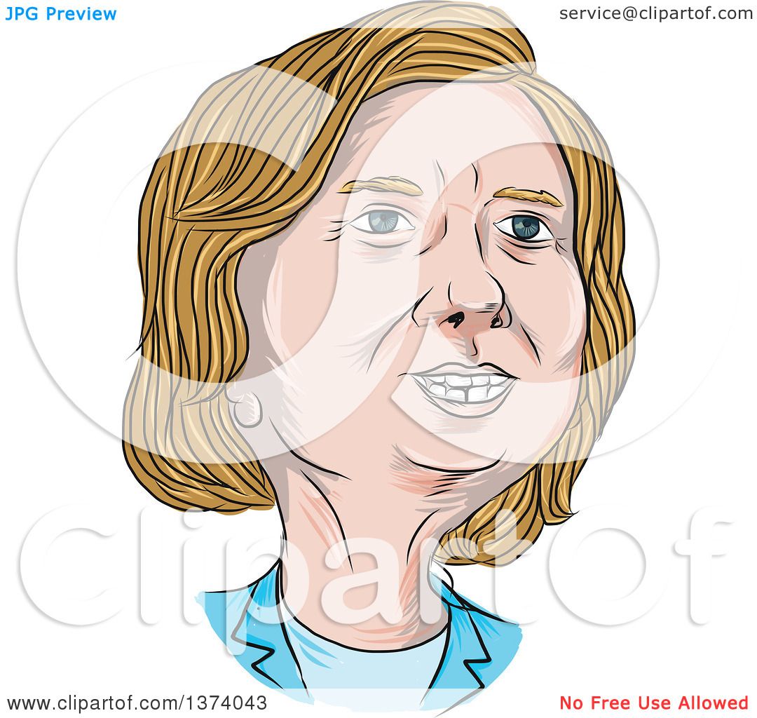 1080x1024 Clipart Of A Sketched Caricature Of Hillary Clinton