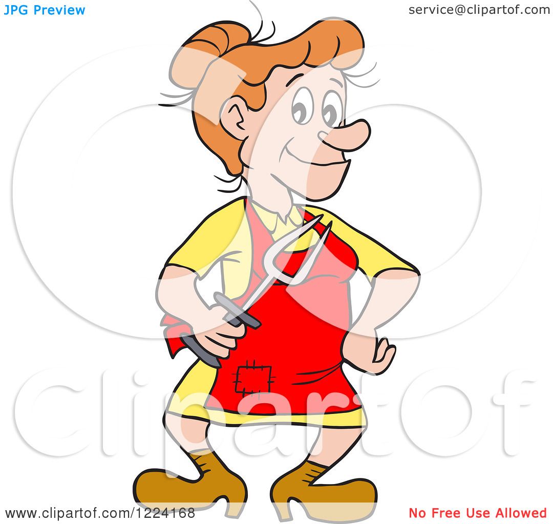 1080x1024 Clipart Of A Hillbilly Woman Holding A Bbq Fork
