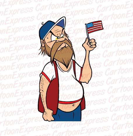 455x467 Cartoon Vector Illustration Hillbilly Redneck Patriot