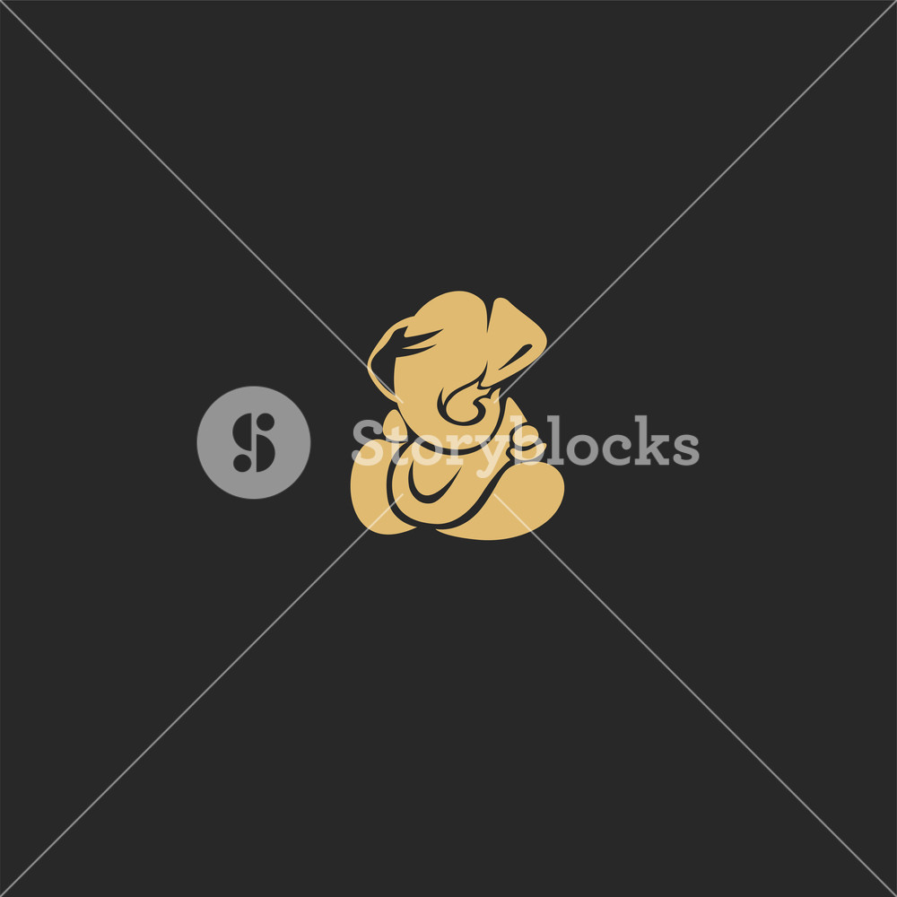 1000x1000 Golden Hindu God Ganesh Vector Illustration Royalty Free Stock