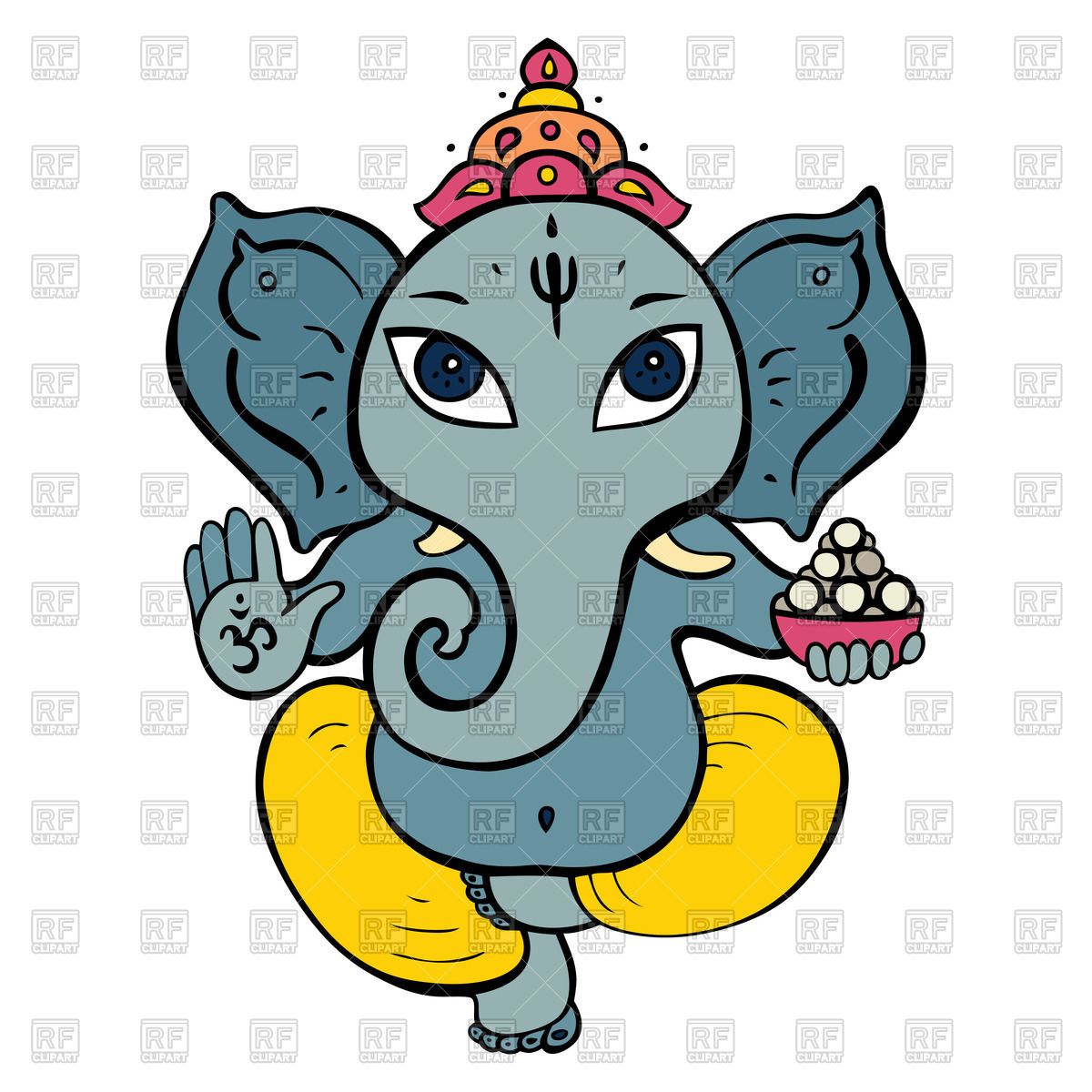 1200x1200 Cartoon Hindu God Ganesh Vector Image Vector Illustration