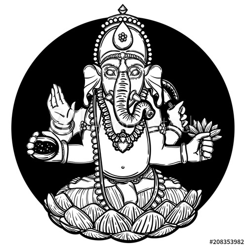 500x500 Vector Illustration Of Ganesha Hindu God Elephant Ganesha