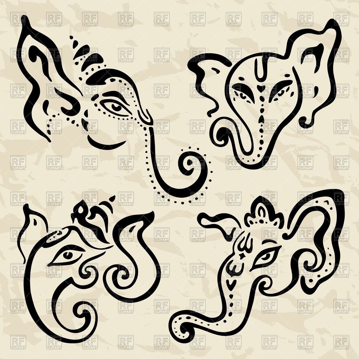 1200x1200 Contours Of Hindu God Ganesh Vector Image Of Silhouettes, Outlines