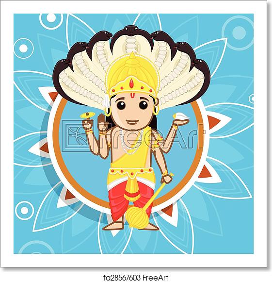 561x581 Free Art Print Of Lord Vishnu