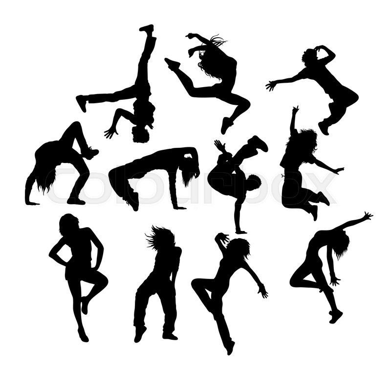 800x758 Hip Hop Dancing Silhouette, Art Vector Stock Vector Colourbox