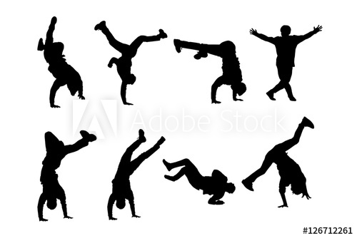 500x334 Silhouettes Of Breakdancers Hip Hop Male Dancers Vector