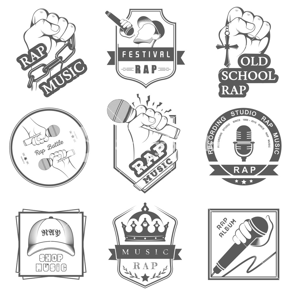 1000x1000 Set Of Vector Logos, Badges And Stickers Hip Hop And Rap Music