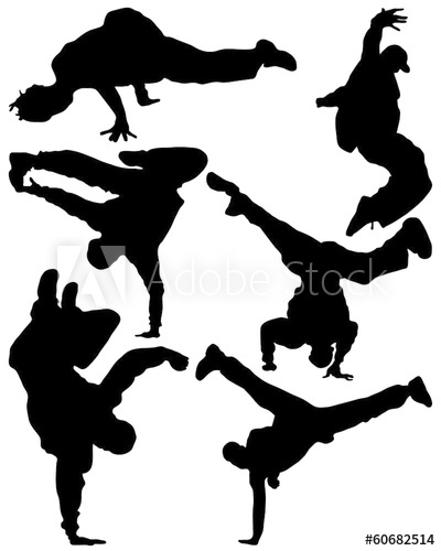 400x500 Silhouette Of Sequence Of Hip Hop Dancer, Vector