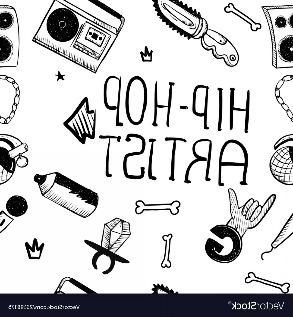 1200x1296 Hip Hop Artist Hip Hop Doodle Pattern With Rap Vector Sarahgardan