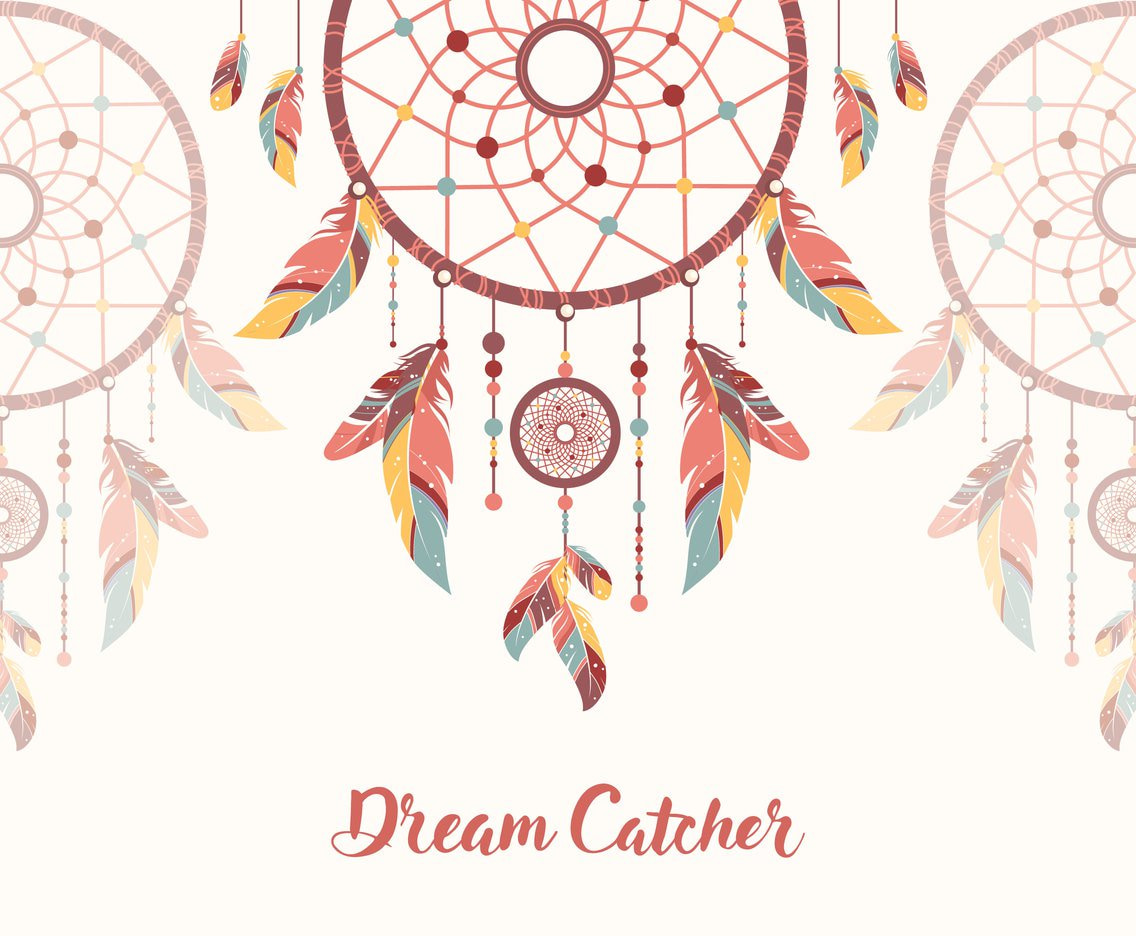 1136x936 Hippie Dreamcatcher Vector With Feathers And Beads