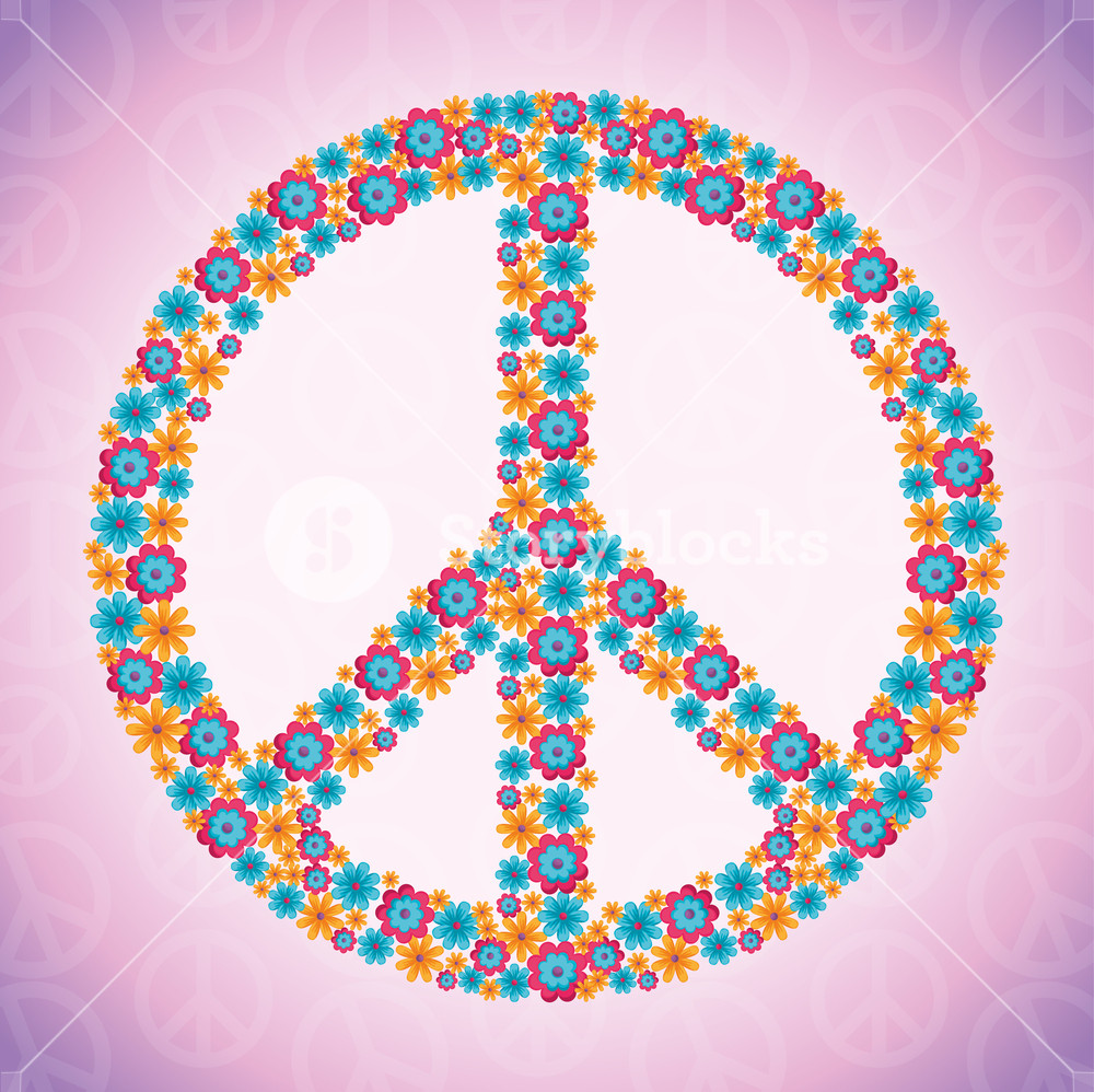 1000x998 Hippie Retro Style Background Vector Illustration Graphic Design