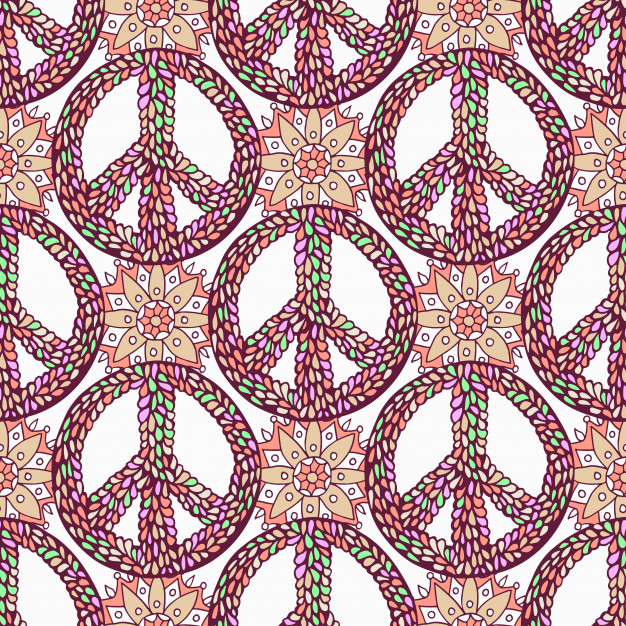 626x626 Peace Pattern Creative Doodle Background Vector Hippie Seamless