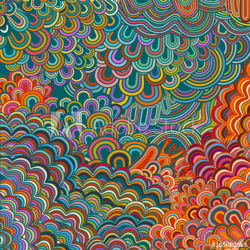 500x500 Colorful Psychedelic Background, Hippie Era, Vector
