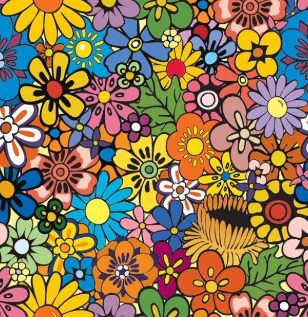 600x616 Free Pdf Down Bright Hippie Flower Vector Background