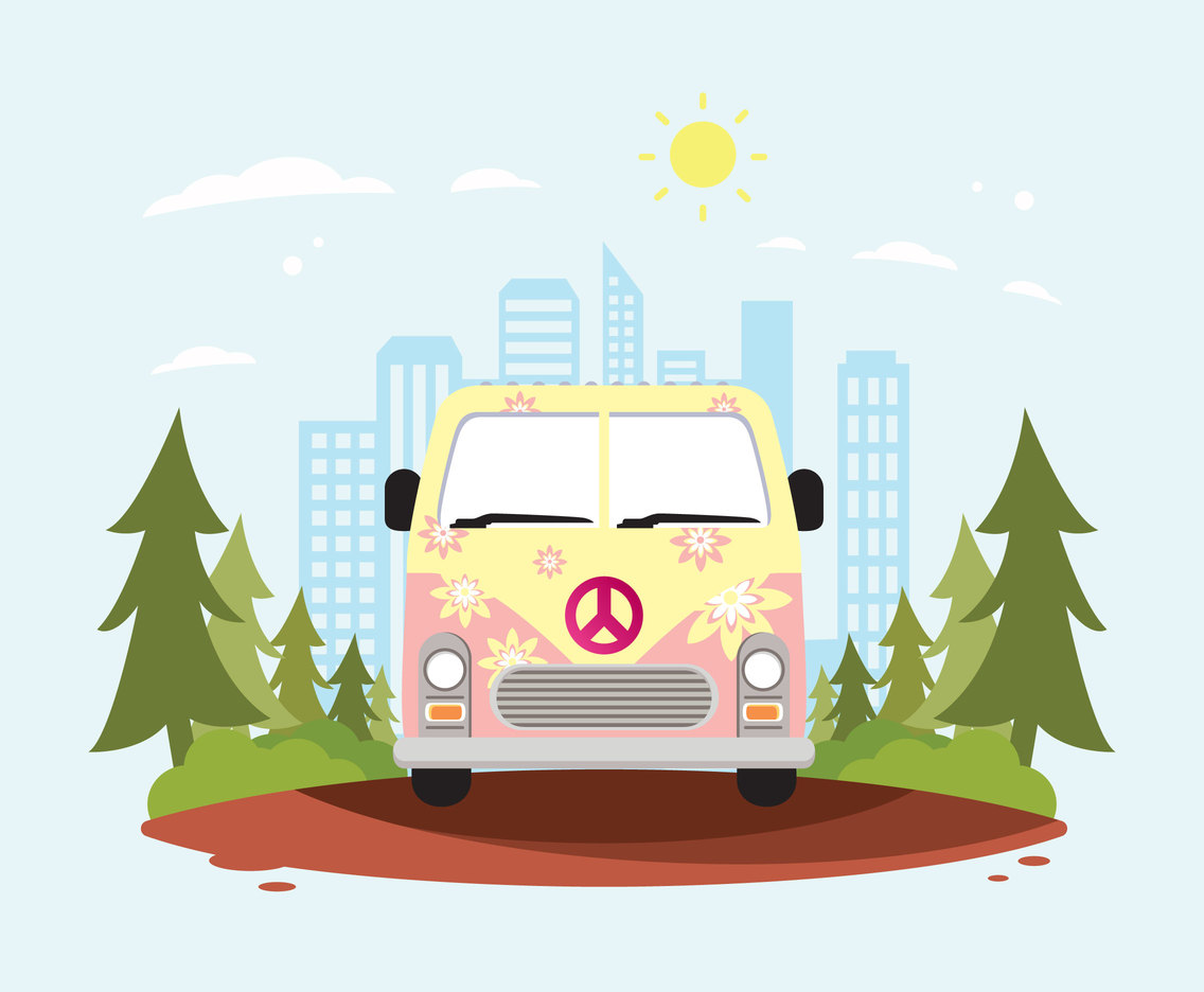 1136x936 Hippie Bus Vector Vector Art Graphics