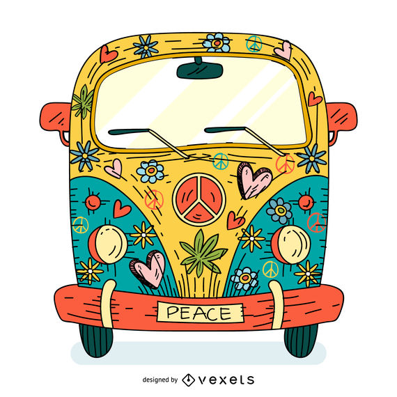 570x570 Colorful Hippie Van Cartoon