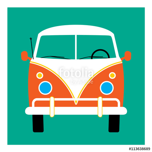 500x500 Retro Bus Vector Illustration Surf Van Hippie Bus Stock Image