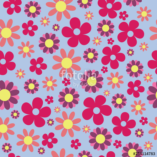 500x500 Vector Hippie Floral Seamless Pattern Flowers Background Stock