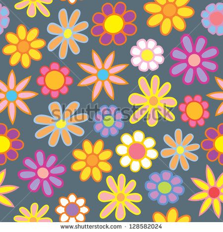 450x470 A Seamless Pattern Of Colorful Cartoon Flowers On A Gray Spring