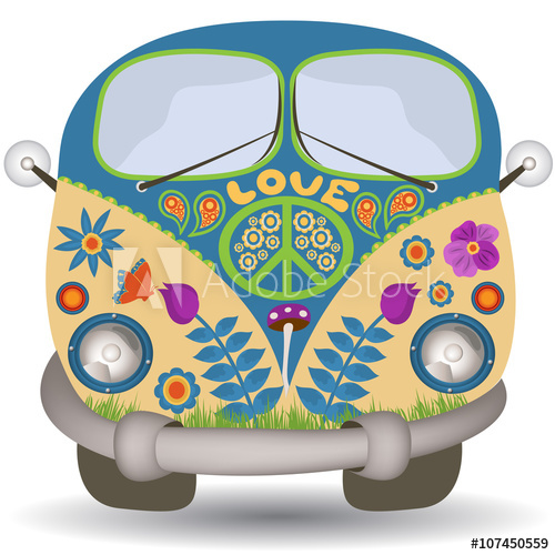 500x500 Hippie Flower Power Van