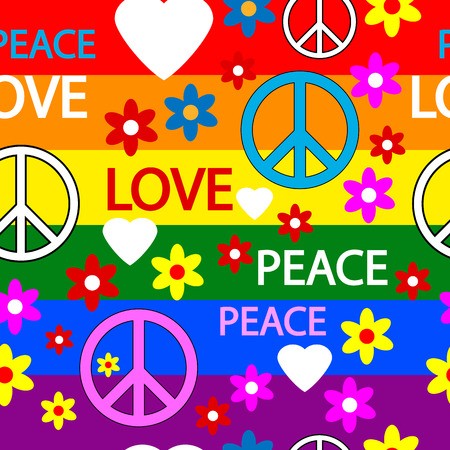 450x450 Seamless Pattern With Symbols Of The Hippie Vector Illustration