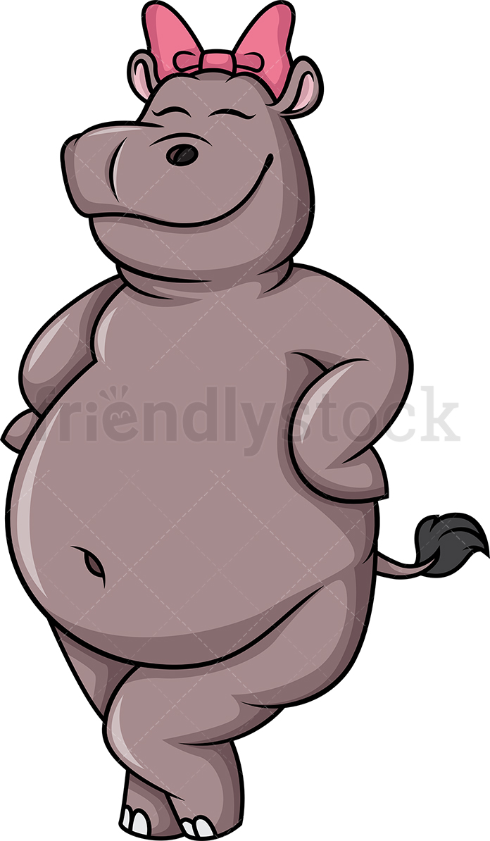 696x1194 Female Hippo Cartoon Clipart Vector