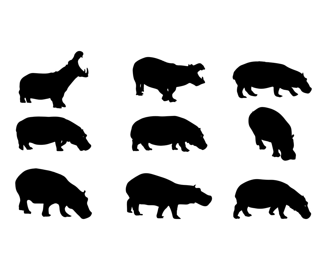 1136x936 Hippo Silhouette Vector Art Graphics